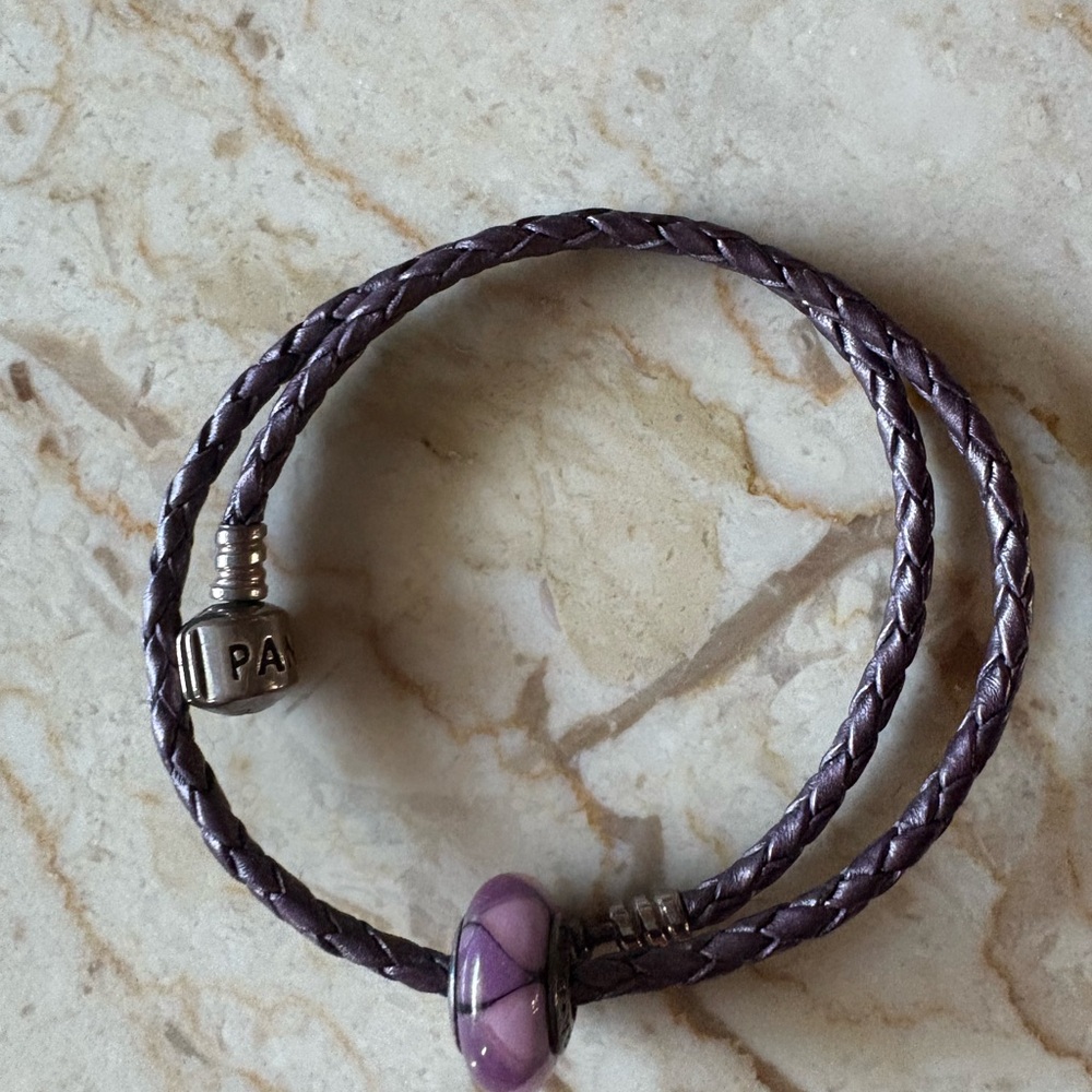 Purple Braided Bracelet with Silver Accents